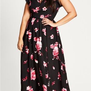 City Chic Black Floral Maxi Dress